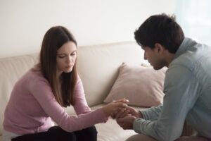 man discusses concerns with alcoholic partner